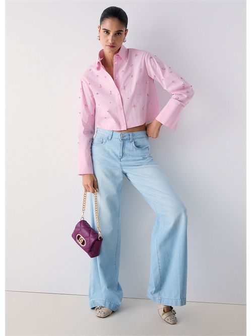 Camicia boxy con ricami gioiello LIU JO | WA6173T039A/32802